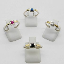 ANILLO SOLITARIO CARRE /PLATA C.O